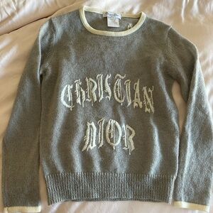 Christian Dior vintage gray mohair sweater with embroidered logo